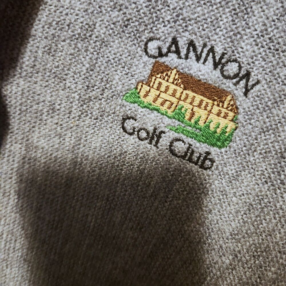 Vintage Gray Gannon Golf Club Grandpa Cardigan Sweater acrylic XL T USA preppy - Picture 7 of 9